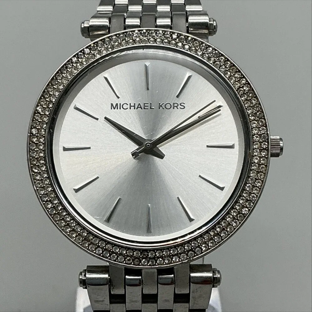 Michael Kors Womens Watch 39mm Silver Tone Crystals MK3190 New Battery 7